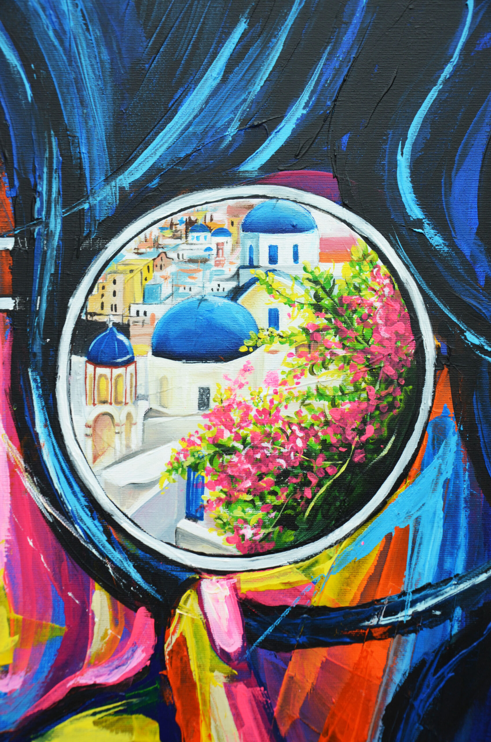 Santorin-2-Acrylique-toile-acrylique-lauryne-mazza